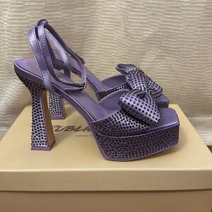 Satin Purple Platform Heels